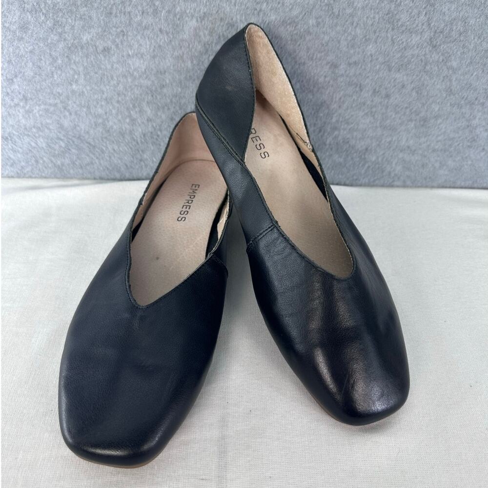 Empress Women's sz 42 (US 10.5/11) Comfi Leather Black Square Toe Ballet Flat